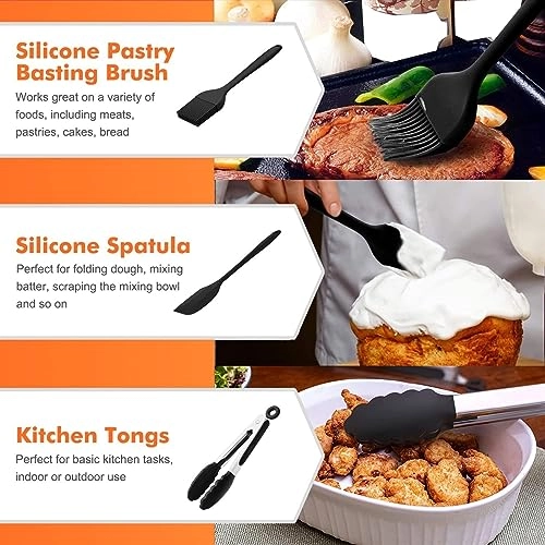 Dual Basket Air Fryer Accessories - 304 stainless steel & food grade silicone 9PCS Set