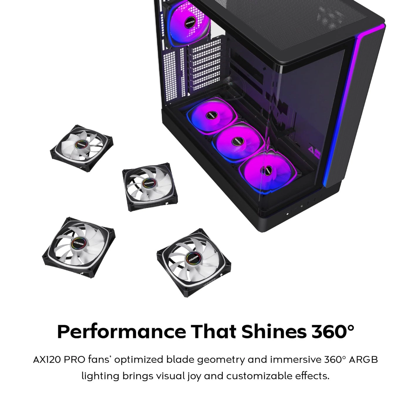 King 45 PRO - ATX 360mm Radiator Support 4 ARGB PWM Fans