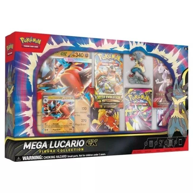 Pokémon Mega Lucario ex holographic promo card + Mega Lucario ex extra-large promo card + Mega Lucario figure + TCG Upgrade Pack - 5pcs + Live TCG code card