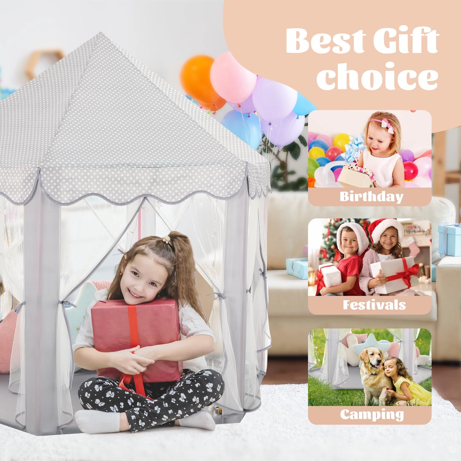 Princess Castle Tent - 52 inches x 48 inches x 52 inches Pink