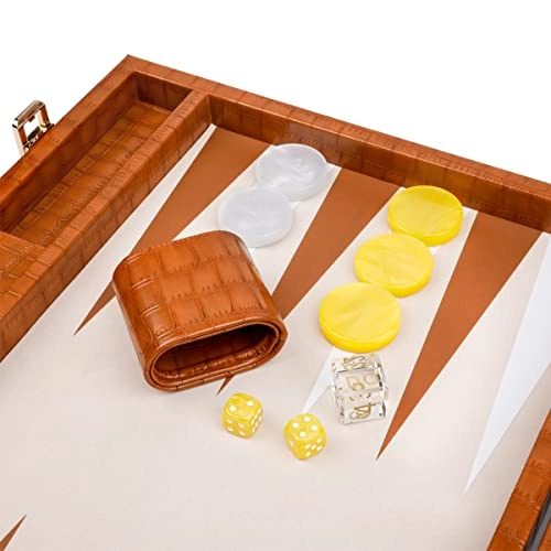 Backgammon Set - 20 inch 44mm Checkers Vegan Leather
