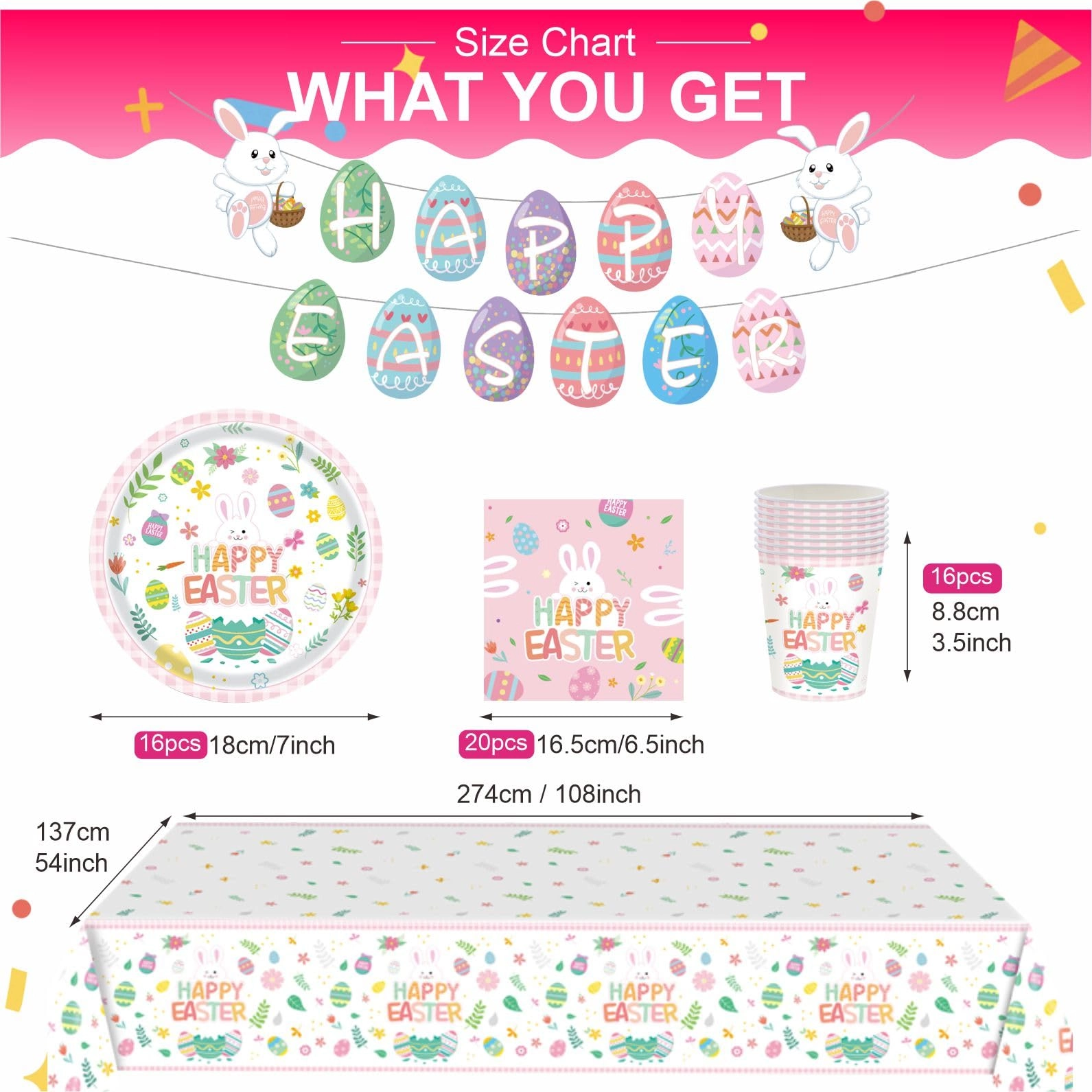 Easter Party Tableware Set - 54 Pcs Easter