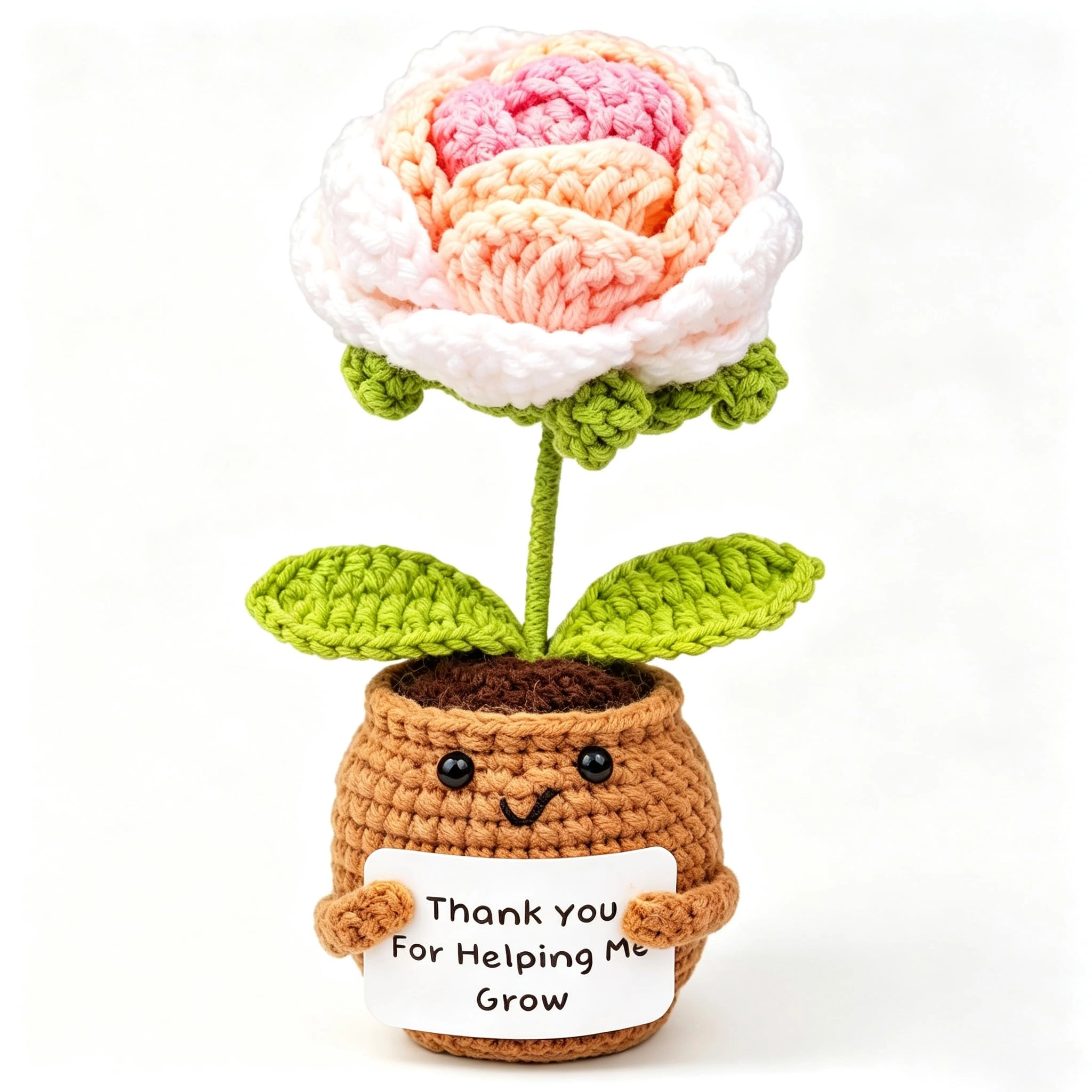 CoFuBcad Mini Positive Crochet Rose - Handmade Emotional Support Light Purple
