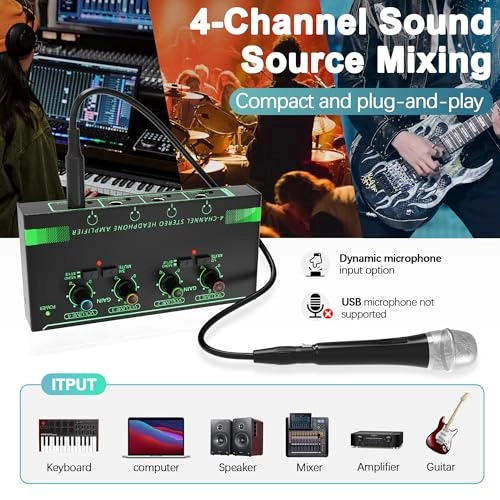 H-Headphone-Amplifier-4way - Mini Earphone Splitter USB-Powered