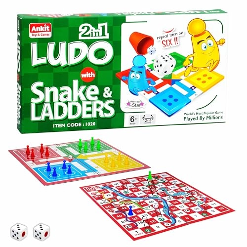 Ankit Toys & Games 2 in 1 Ludo with Snakes and Ladders - Double Sided Foldable