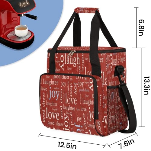 Coffee Maker Carrying Bag - Love Joy Laugh Letter Red Portable Single Serve