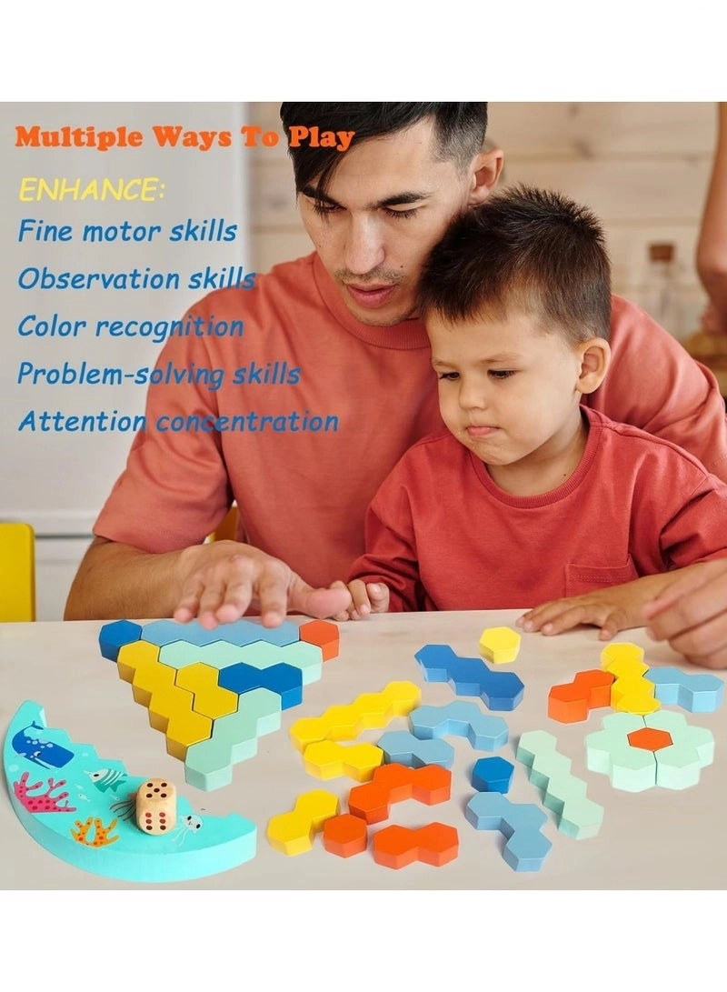 Tower Balance Game - Wooden Blocks Wobbling Chassis