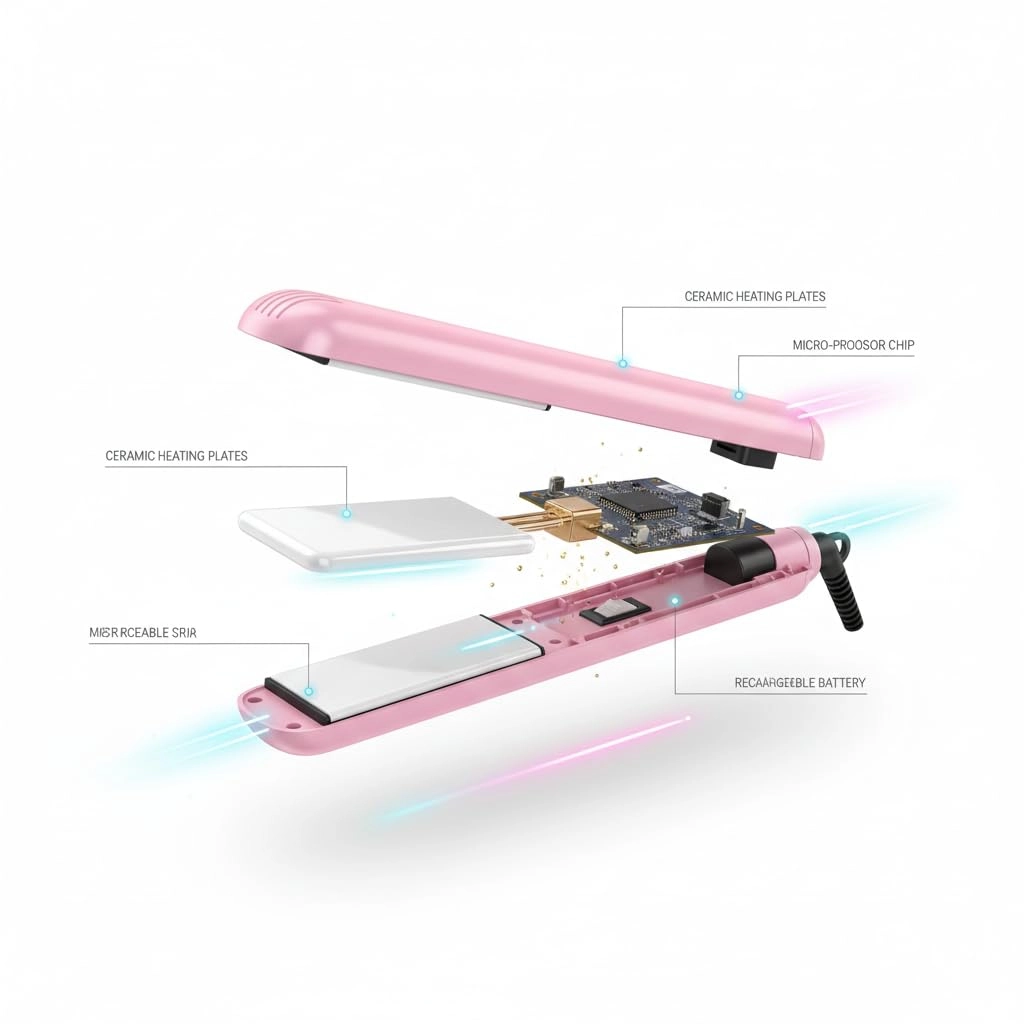 Mini Hair Straightener - Travel-Friendly Ceramic Blue