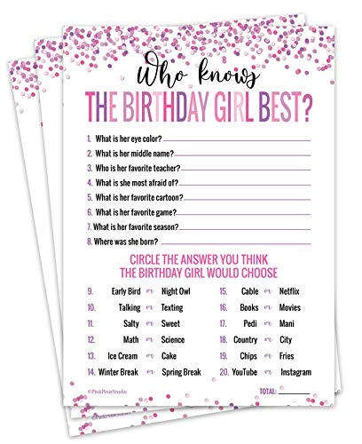 Pink Pixie Studio Who Knows The Birthday Girl Best Game Cards - 30 piece(s)