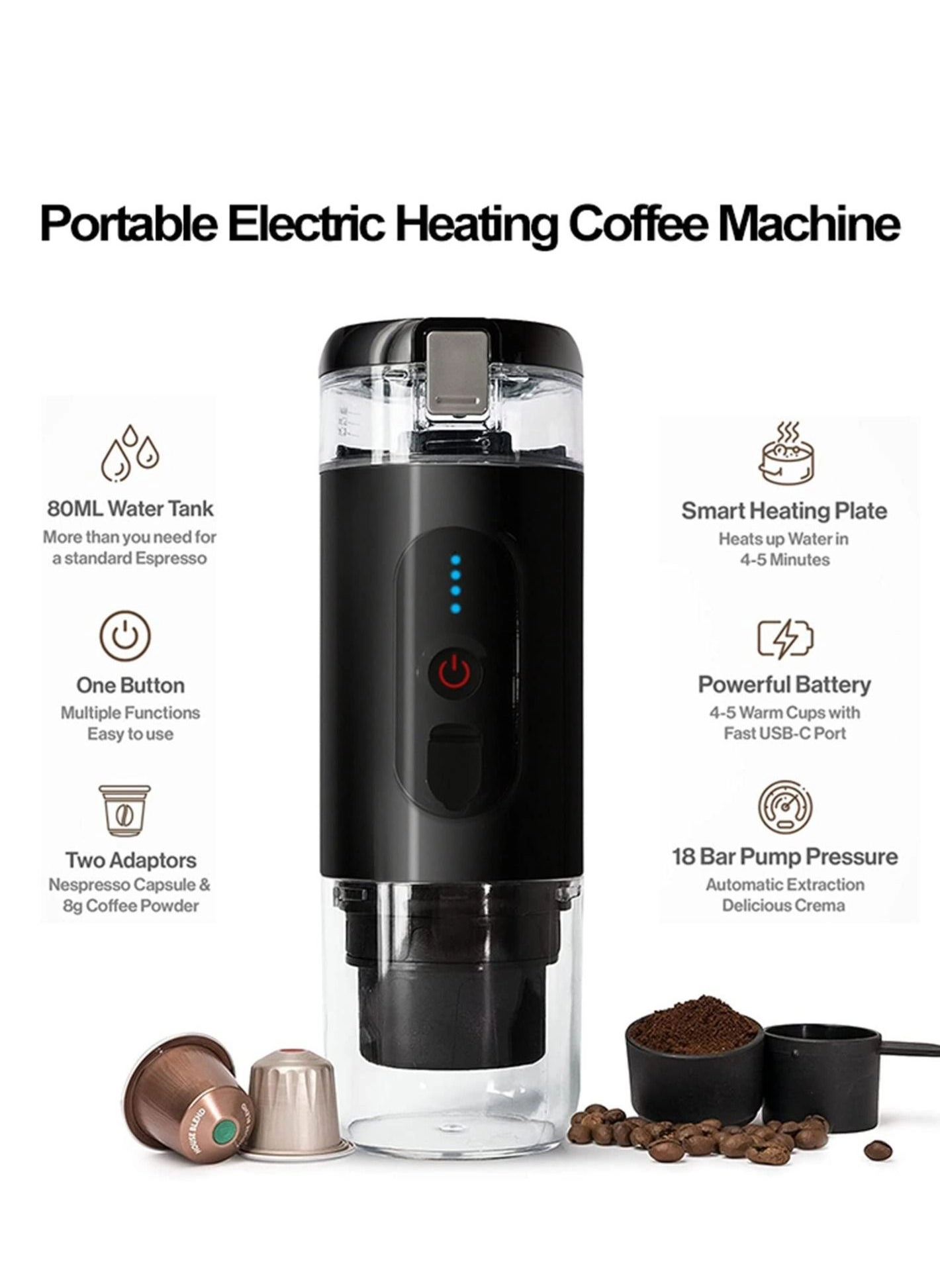Portable Espresso Machine 20BAR 12V USB 152964