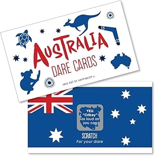 Big Dot of Happiness GÃ¢â‚¬â„¢Day Mate Aussie Party Game Scratch Off Dare Cards - Australia Day 22 Count