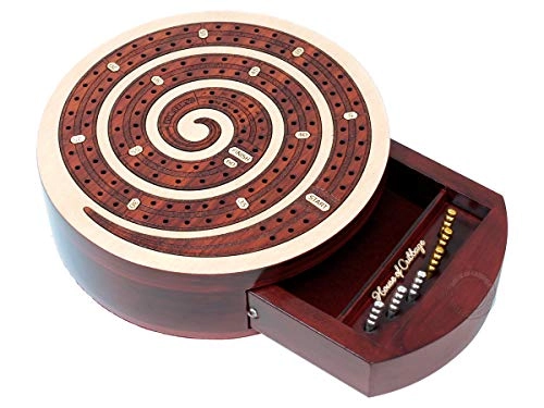 Spiral Shape 2 Track Non-Continuous Cribbage Board - 60 Points Push Drawer Storage