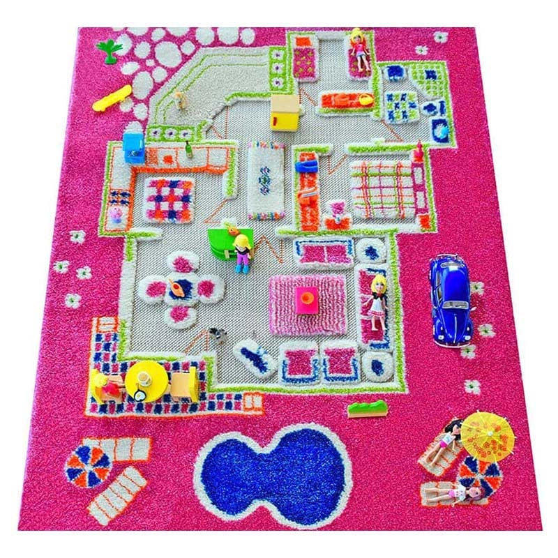 Playhouse Pink Design Educational 3D Carpet Playmat