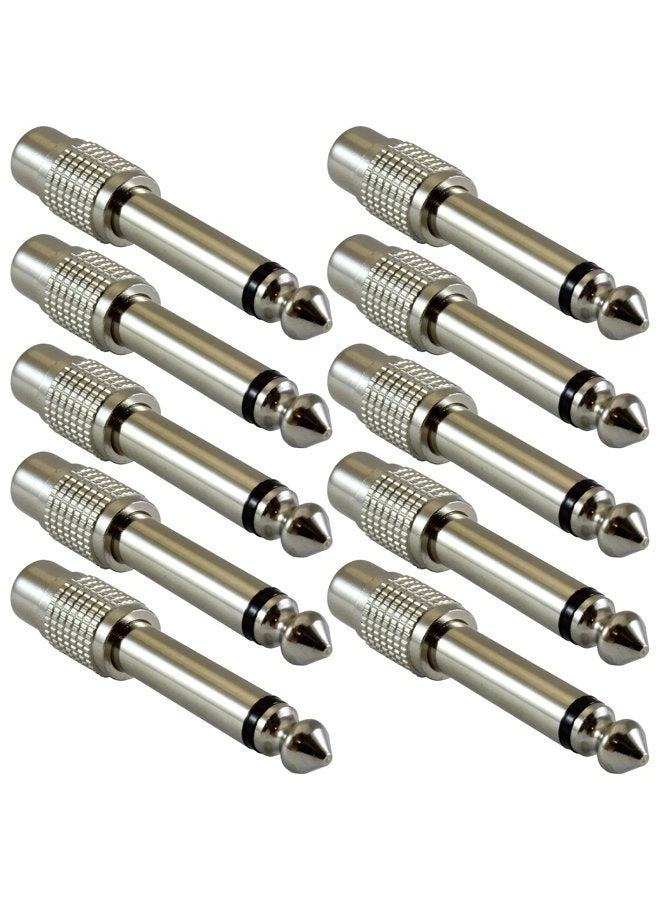GLS Audio RCA Female to 1/4" TS Metal Adapter - 10 Pack