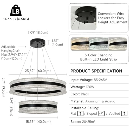 Modern LED Chandelier - 100cm