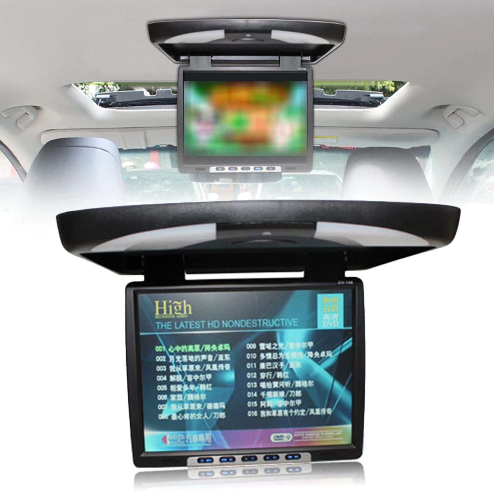 Roboraty DVD Flip Down Overhead Car Player Monitor - 14.1"