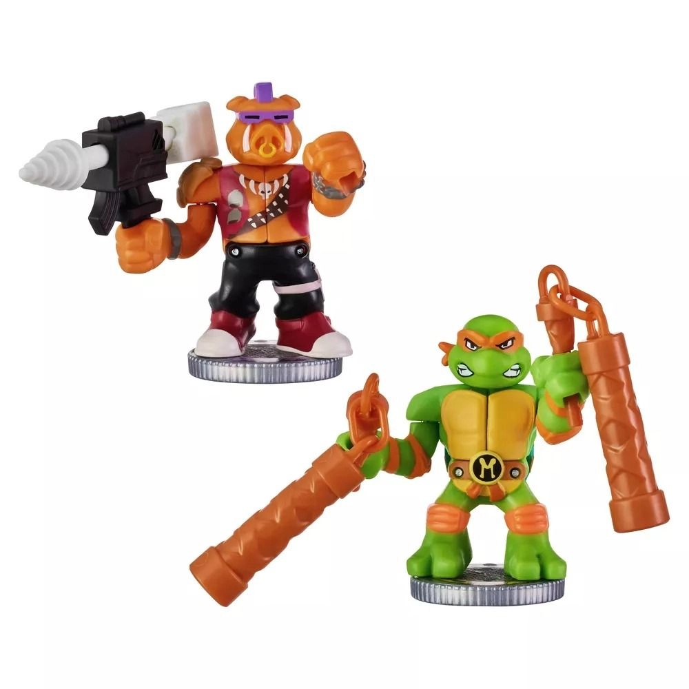 AKEDO Teenage Mutant Ninja Turtles Mini Battling Warriors Versus Pack - Michelangelo + Bebop 2 pcs