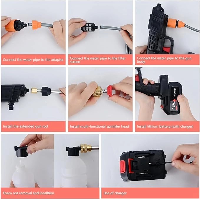 High Pressure Car Washer - Cordless 48V Rechargeable Battery