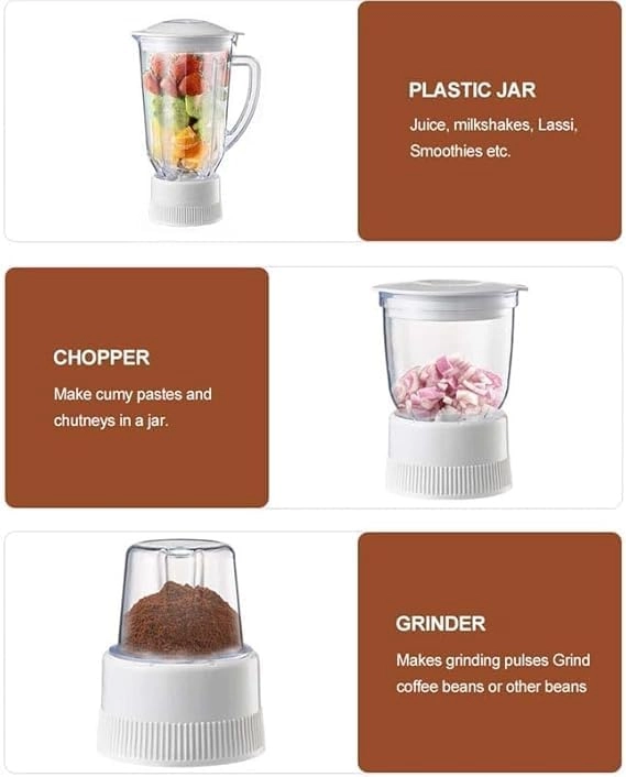 4-in-1 Juicer Blender and Grinder Set - 800 watts 0.6 Liters