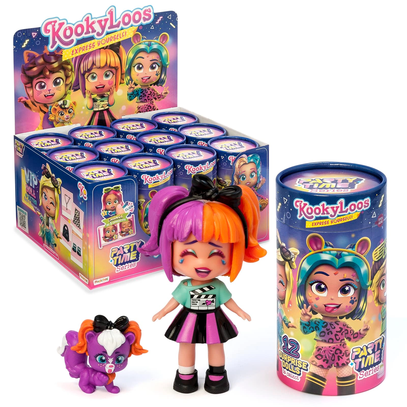 KookyLoos Party Time Series - 12 collectible surprise dolls 3 expressions Ages 3+ Collection