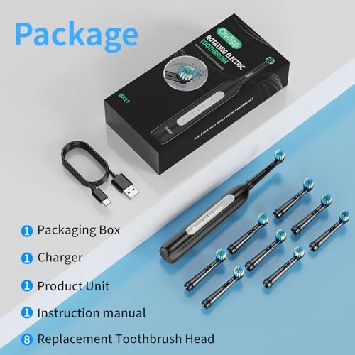 BX11 - 3 Cleaning Modes Type-C Rechargeable 8 Brush Heads
