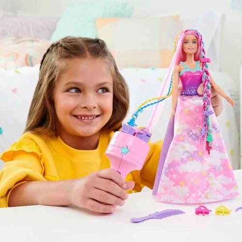 Barbie Dreamtopia Fantasy Braid Twist N Style Rainbow Hair Doll Playset - Twisting Tool Styling Accessories Ages 3+