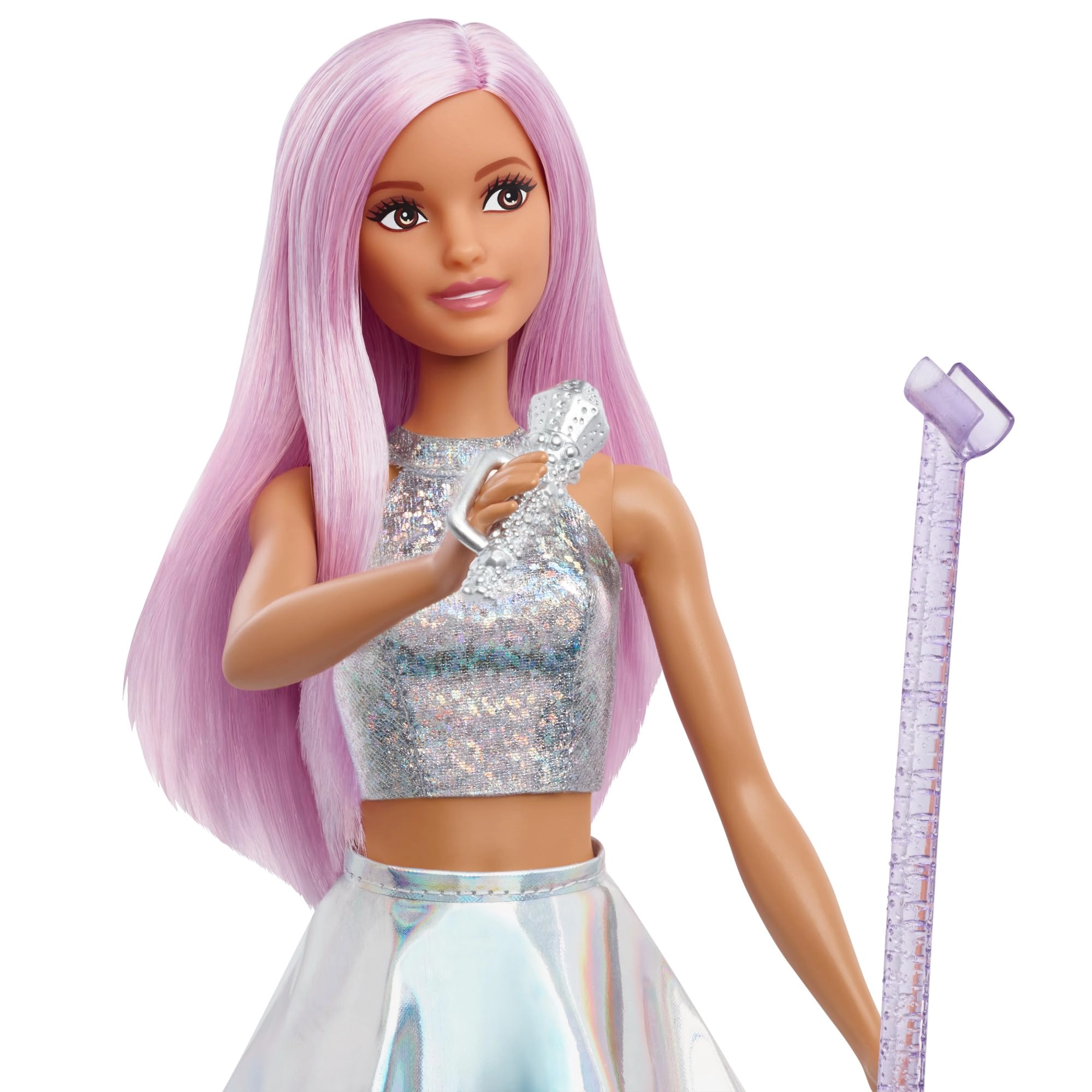 Pop Star Doll - Iridescent Skirt Microphone Pink Hair Ages 3+