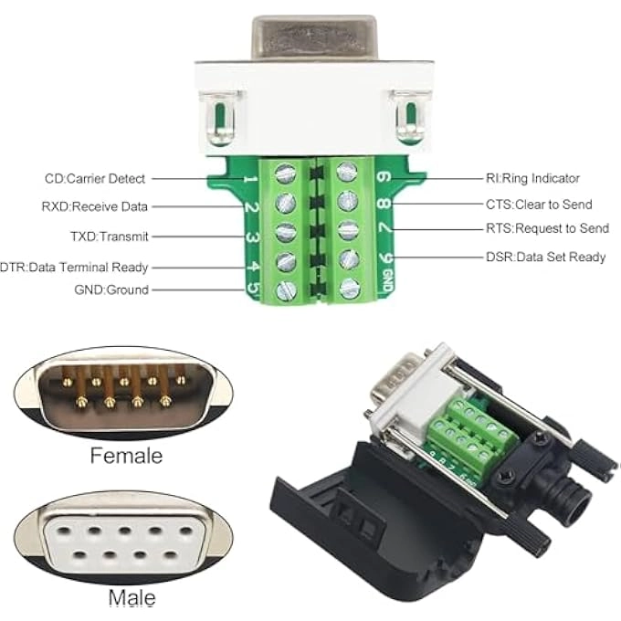 DB9 9PIN SCREW TYPE SERIAL TO TERMINAL FEMALE CONNECTOR ADAPTER