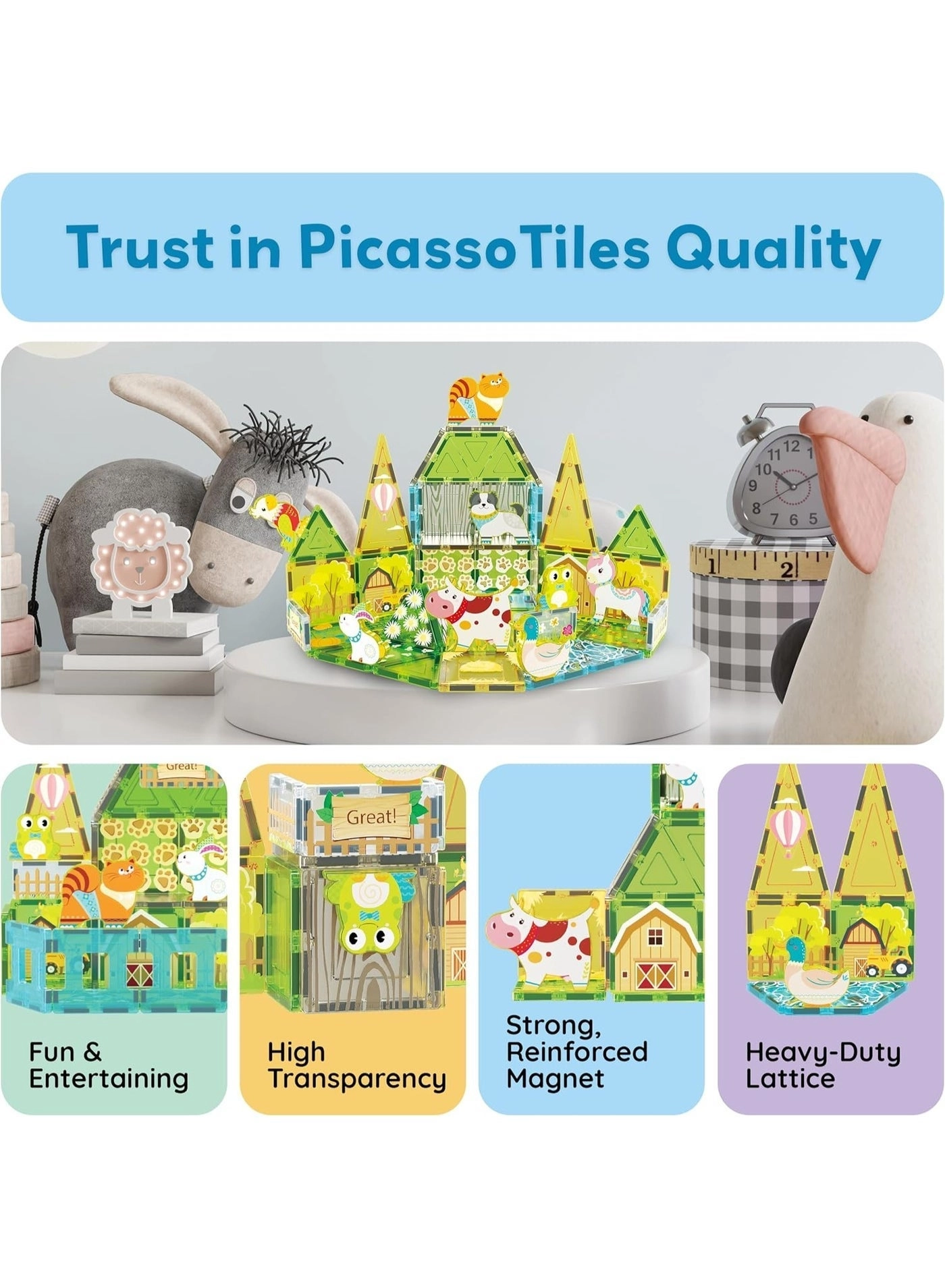 Magnetic Tiles Building Toy Set - Farm Animal 26 pcs