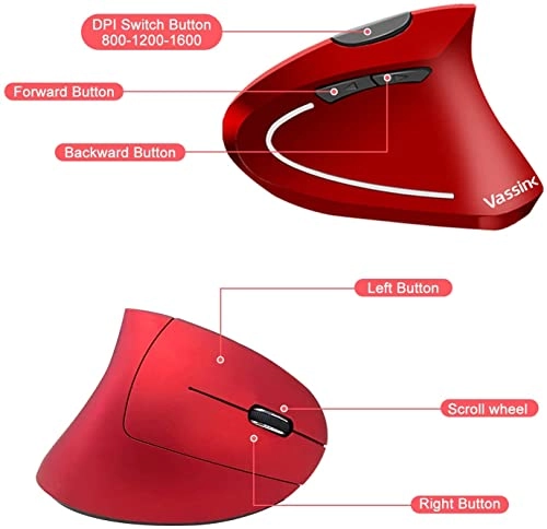 Ergonomic Vertical Wireless Optical Mouse - USB