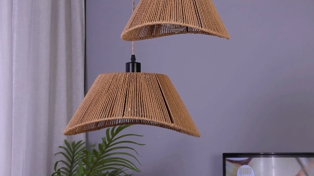 Rattan Pendant Light - 3-Lights Adjustable Height