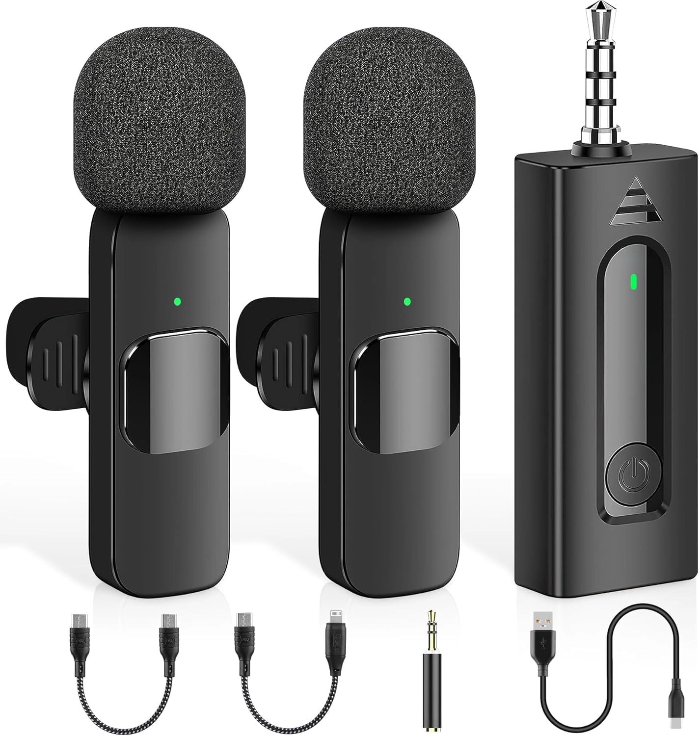 bulatry WM325 Wireless+Lightning+USB+3.5mm-Mini-Jack Microphone Pack