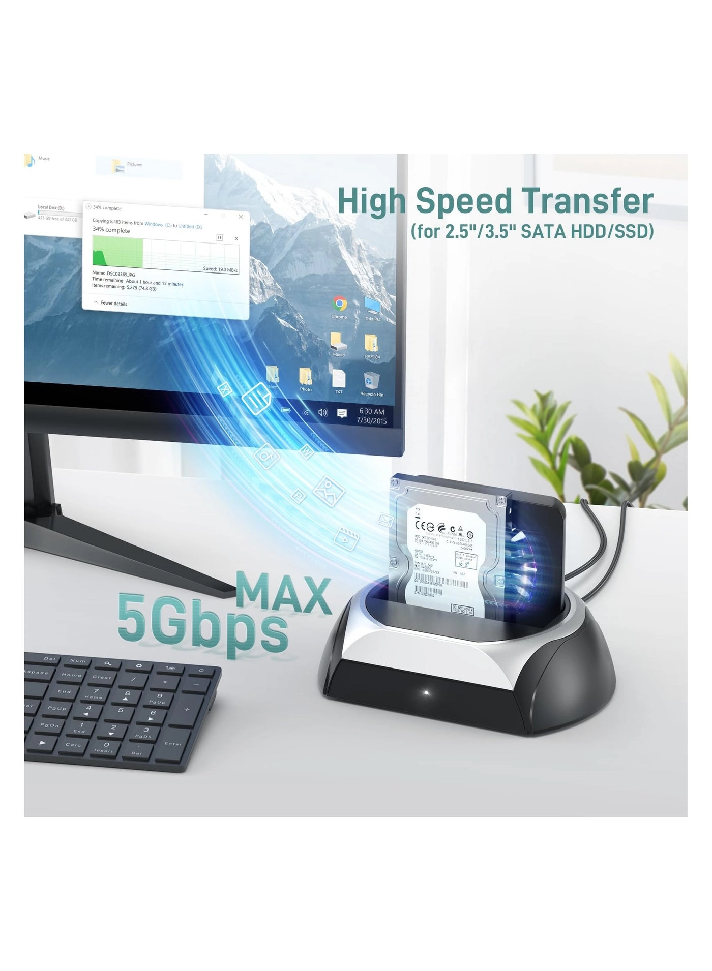 M.2 NVME SSD Docking Station - Cooling Fan 2.5" & 3.5" SATA Support