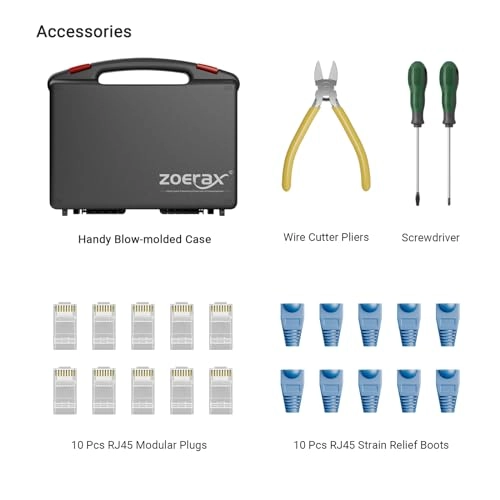Pass Through Crimper + RJ45 Tester + 110/88 Punch Down Tool + Stripper + Cutter + Cat6 Pass Through Connectors and Boots - 4 6 8 LAN/Ethernet