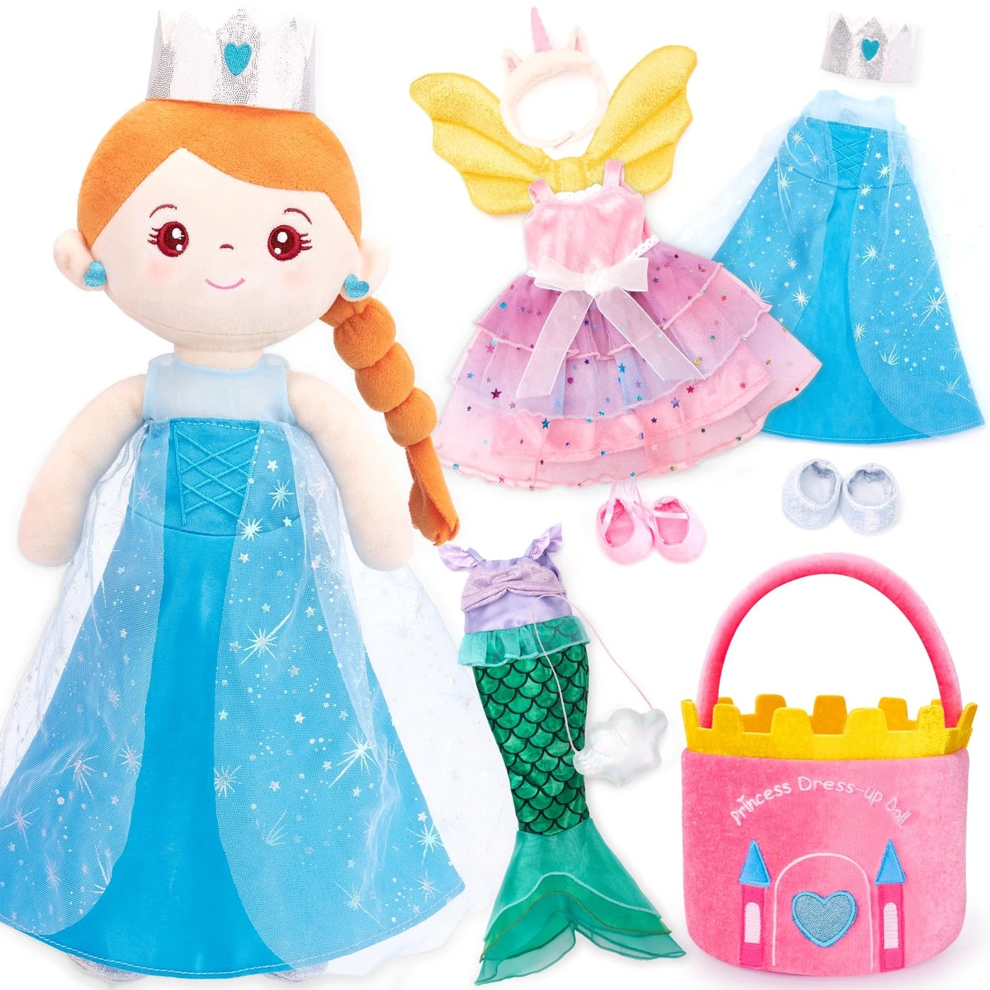 Dress Up Doll Set - 3in1 14 inch 3 Outfits