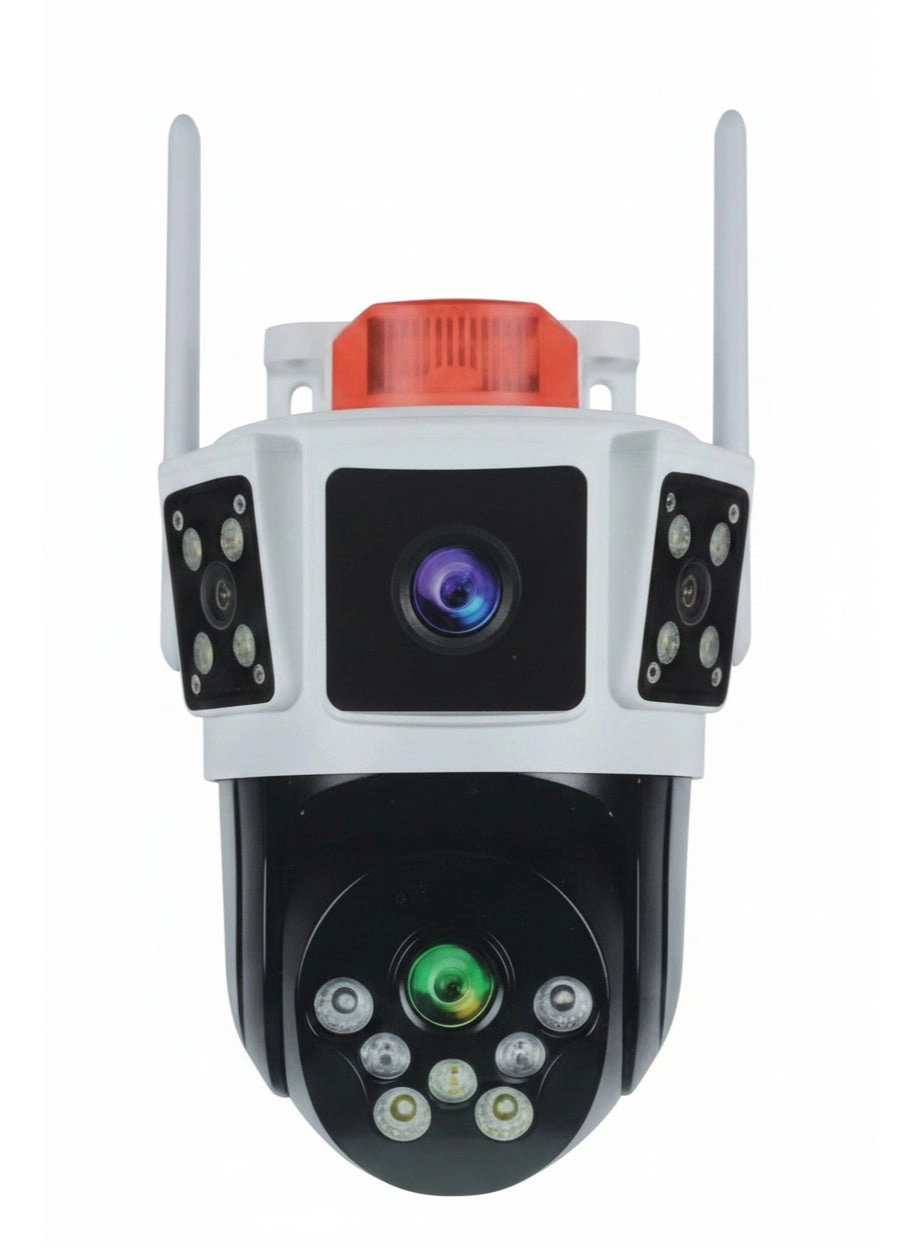 Solar Powered Multi-lens Warning Camera - 12MP 5G Wi-Fi 10X Zoom
