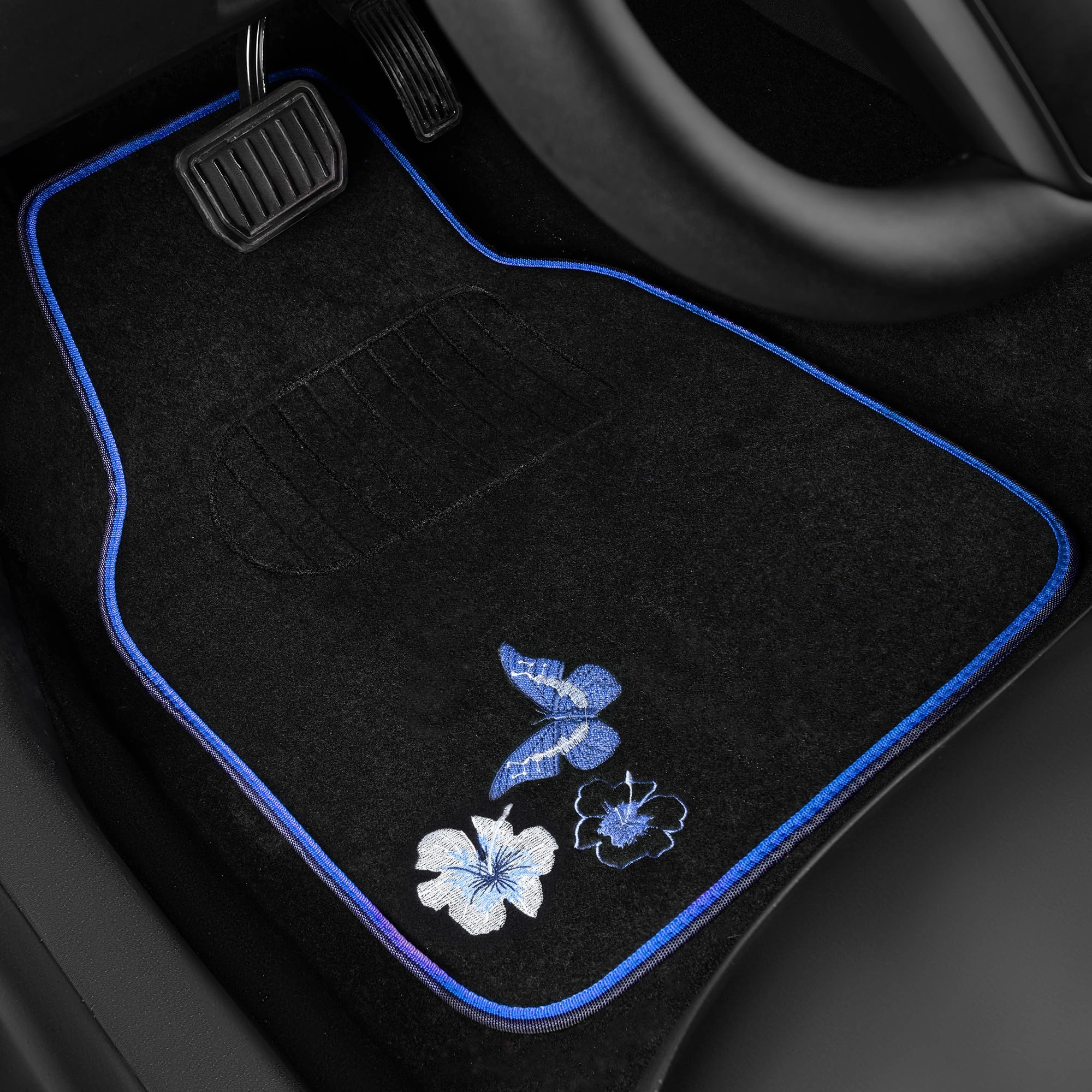 Embroidery Butterfly and Flower Car Floor Mats