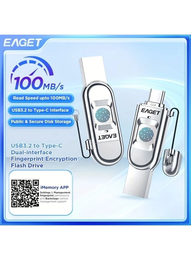 Fingerprint Encrypted USB Flash Drive - USB 3.2 64GB