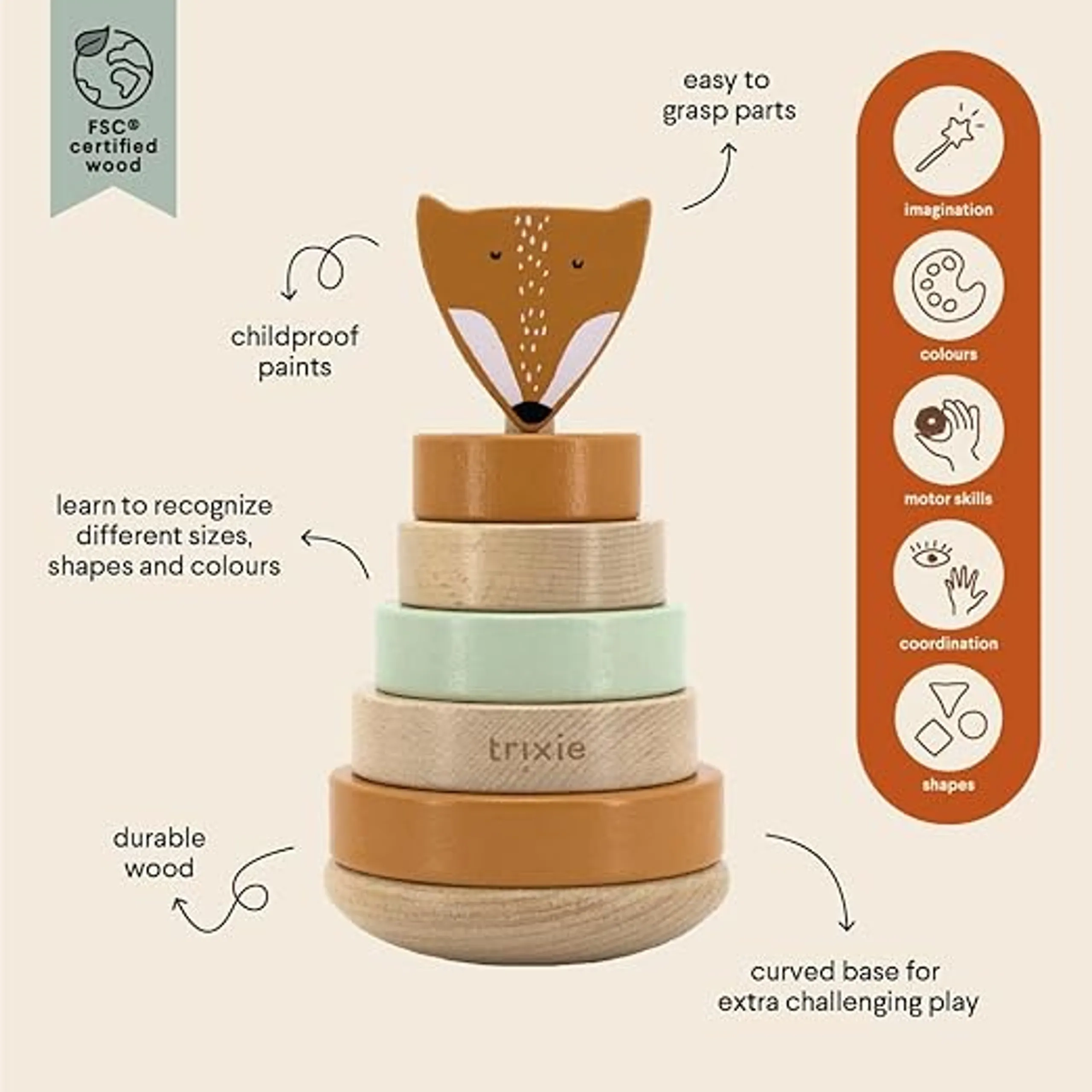 Wooden Stacking Toy - Suitable for 12 months & above
