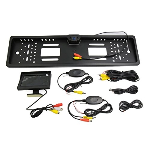 Wireless CMOS Car License Plate Frame Rear View Reversing Backup Parking Camera + 4.3Inch Monitor
