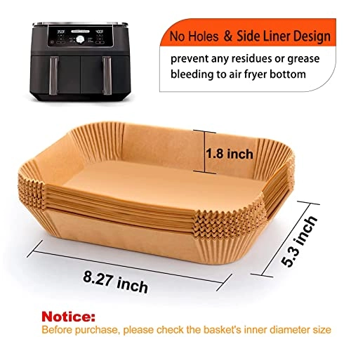 Air Fryer Liners Rectangular - Wood Pulp 100Pcs