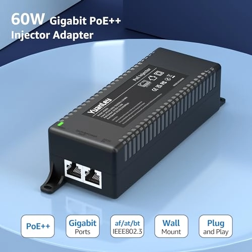 Gigabit PoE Injector - 48V 60W 2 IEEE 802.3at/af/bt 10/100/1000Mbps