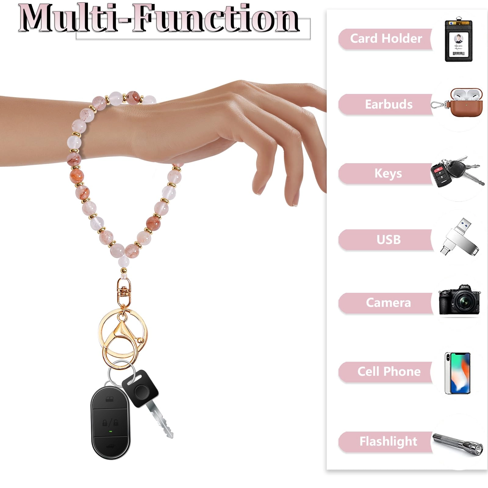 Beaded Keychain Wristlet - crystal keychain
