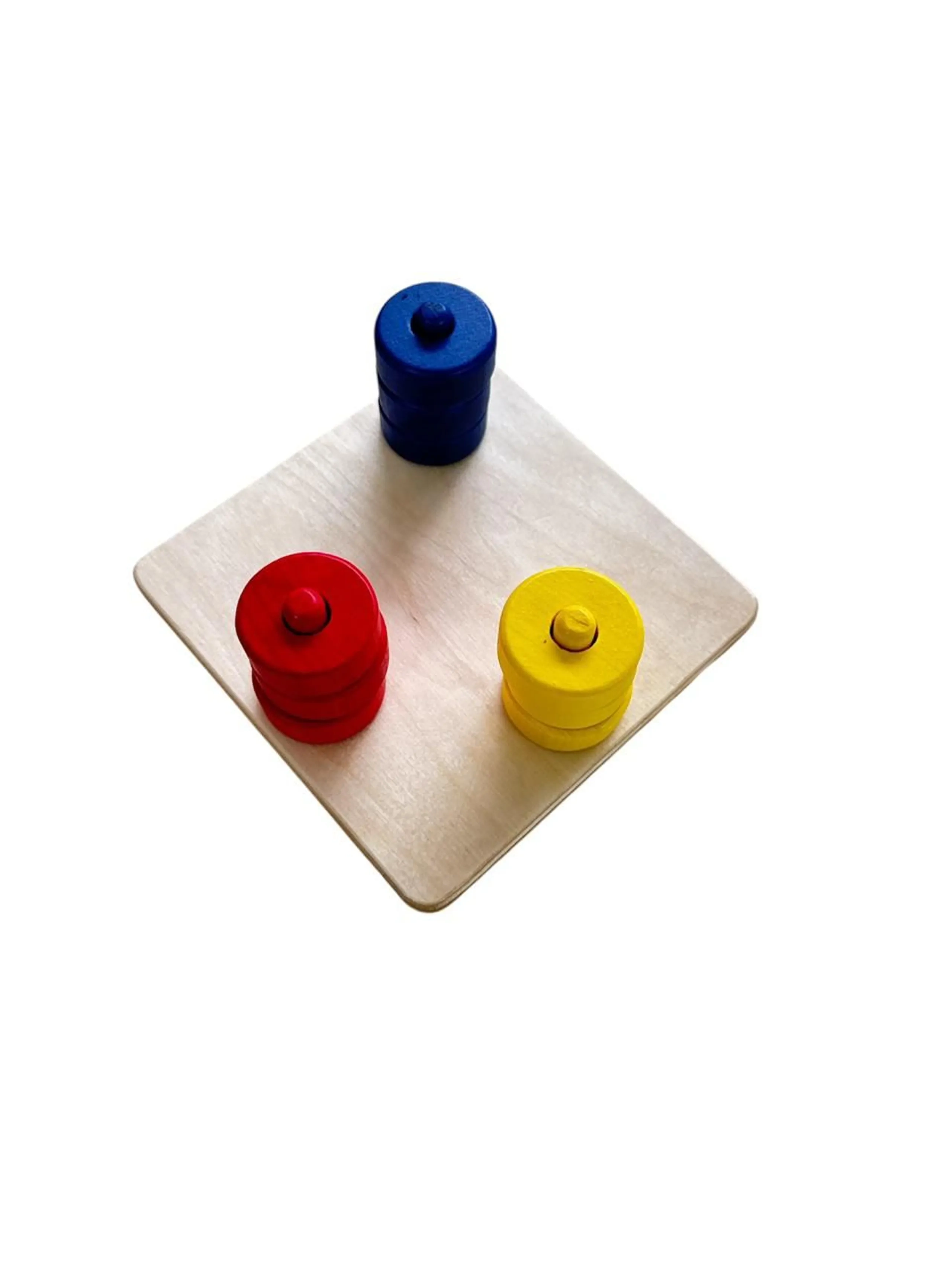 Coloured Discs On Coloured Dowels - Suitable for 12 months and above 10 pieces