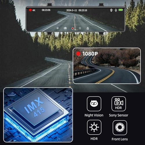 3 Channel Mirror Dash Cam - 4K