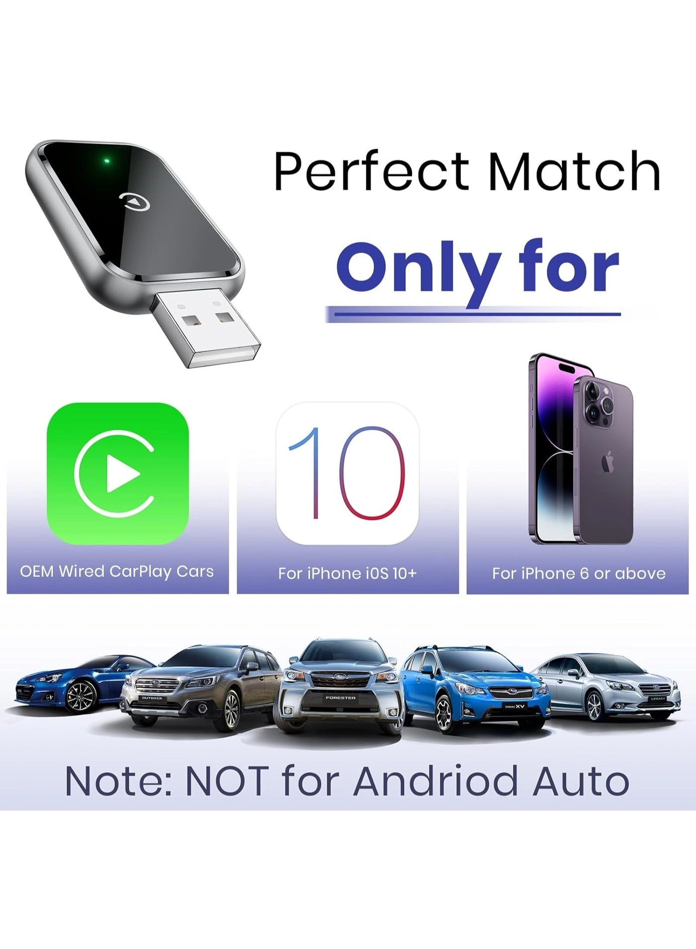 Wireless CarPlay Adapter - Mini USB Plug and Play