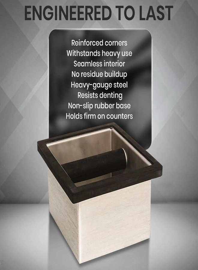 Stainless Steel Knock Box - Heavy-Duty Welded Bar Non-Slip Rubber Base