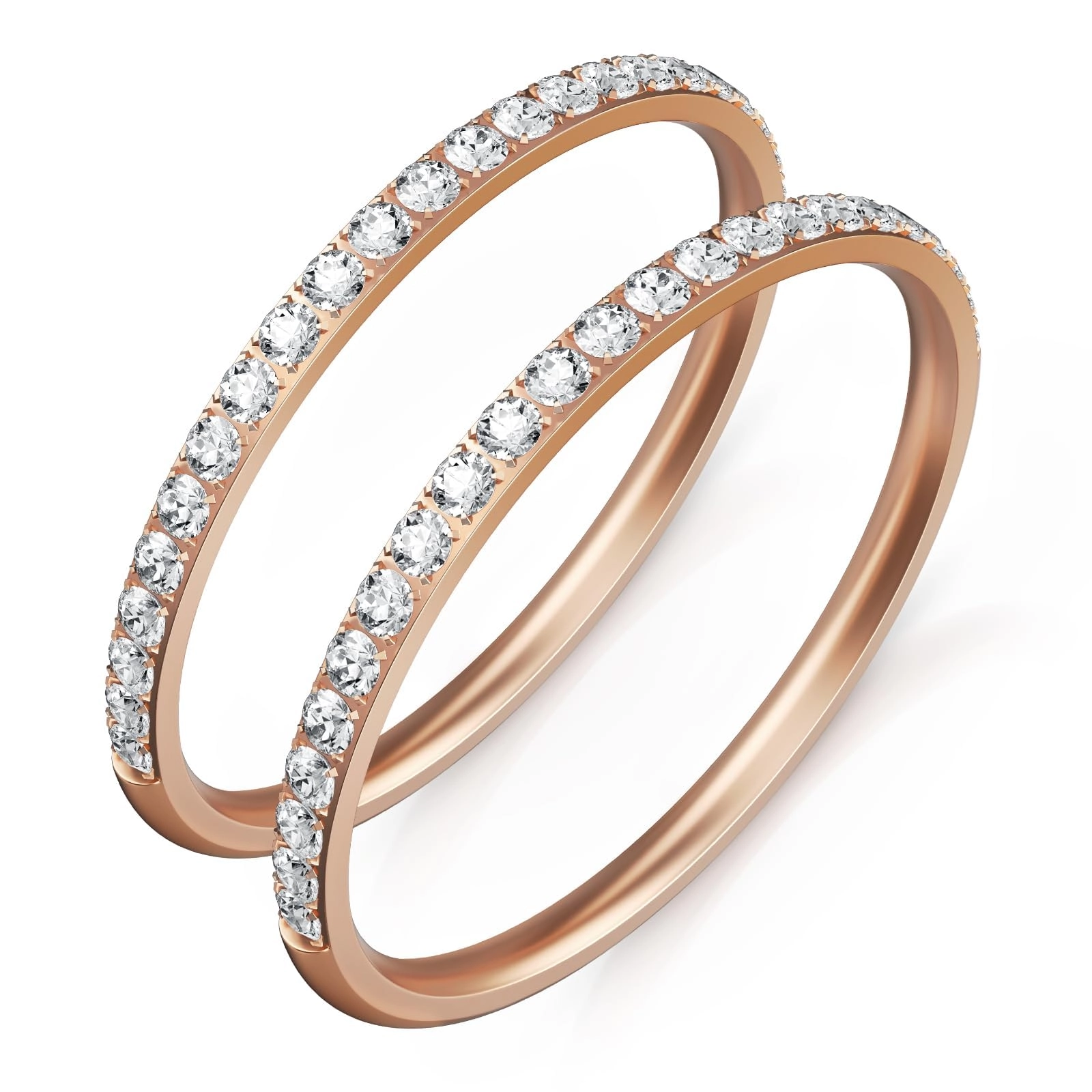 Langthering Cubic Zirconia 14K Gold Plated Stainless Steel Ring