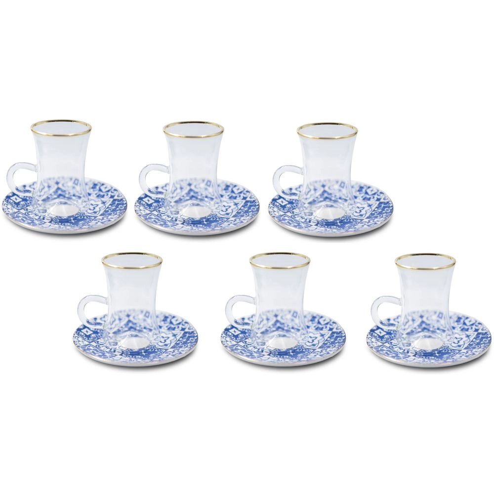 ROOMOURS Blue Gold Line Tea Cup - 6 pcs