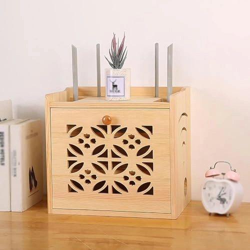 WIFI box - Solid wood 32*23*30cm Log Unpainted